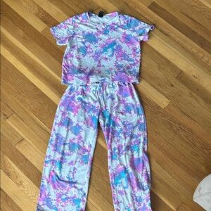 Vibrant Kids Tie-Dye Pajama Set - Blue and Pink